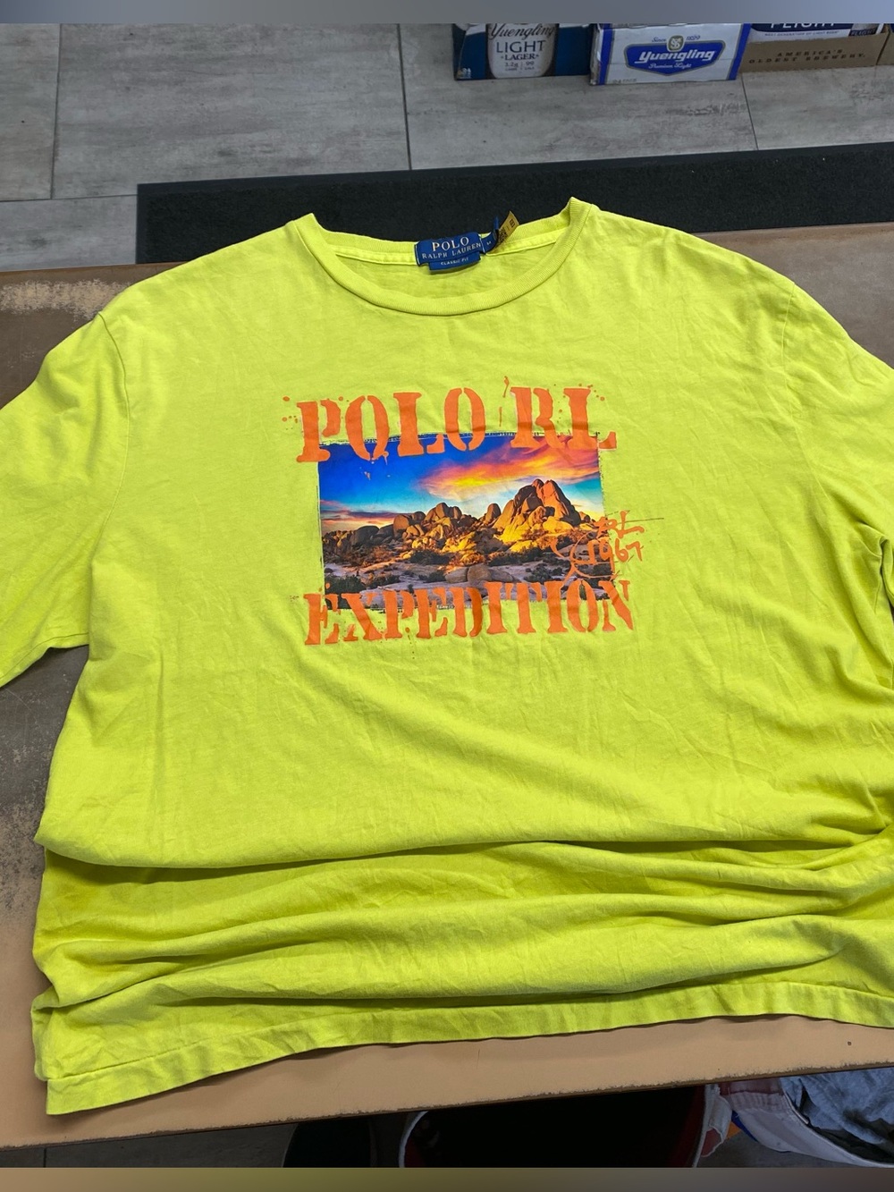 Polo Ralph Lauren Expedition RL 1976 LS T-shirt classic Fit Size Medium Yellow